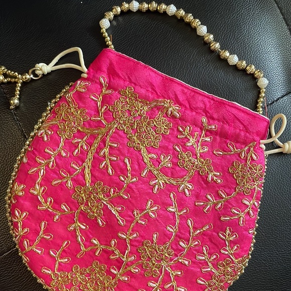 Indian Potli Bag With Intricate Gold Embroidery - Picture 3 of 3